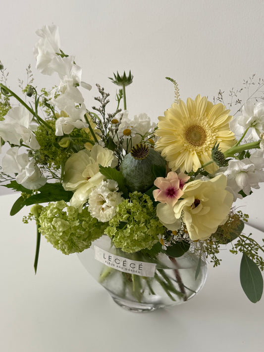 Almond Glass Vase Arrangement