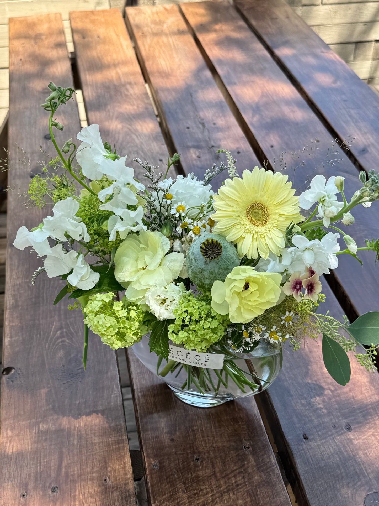 Almond Glass Vase Arrangement