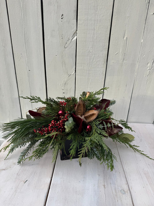 Winter Greens & Red Elegance