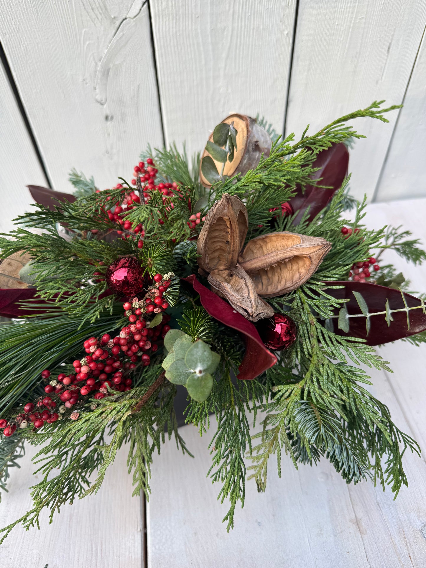 Winter Greens & Red Elegance
